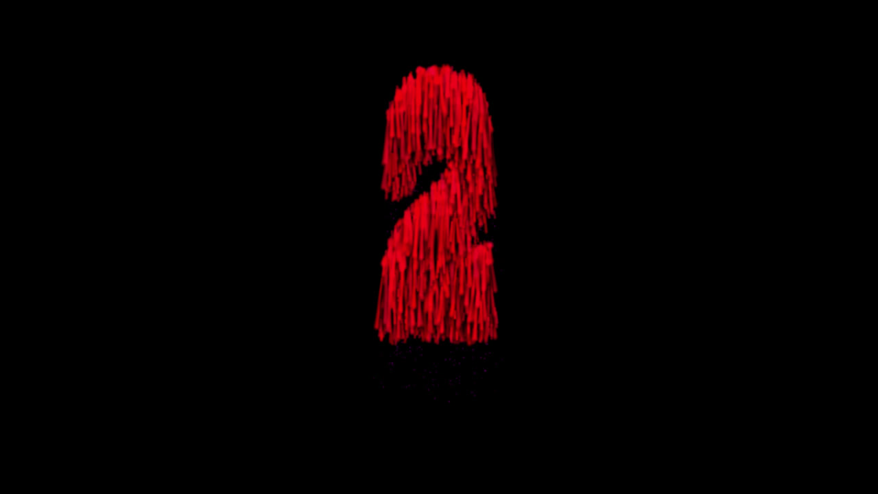 Blood flowing number two animation on transparent background
