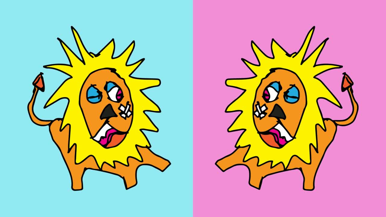 niños dibujando arte pop fondo sin costuras con tema de león