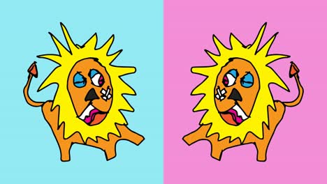 niños dibujando arte pop fondo sin costuras con tema de león