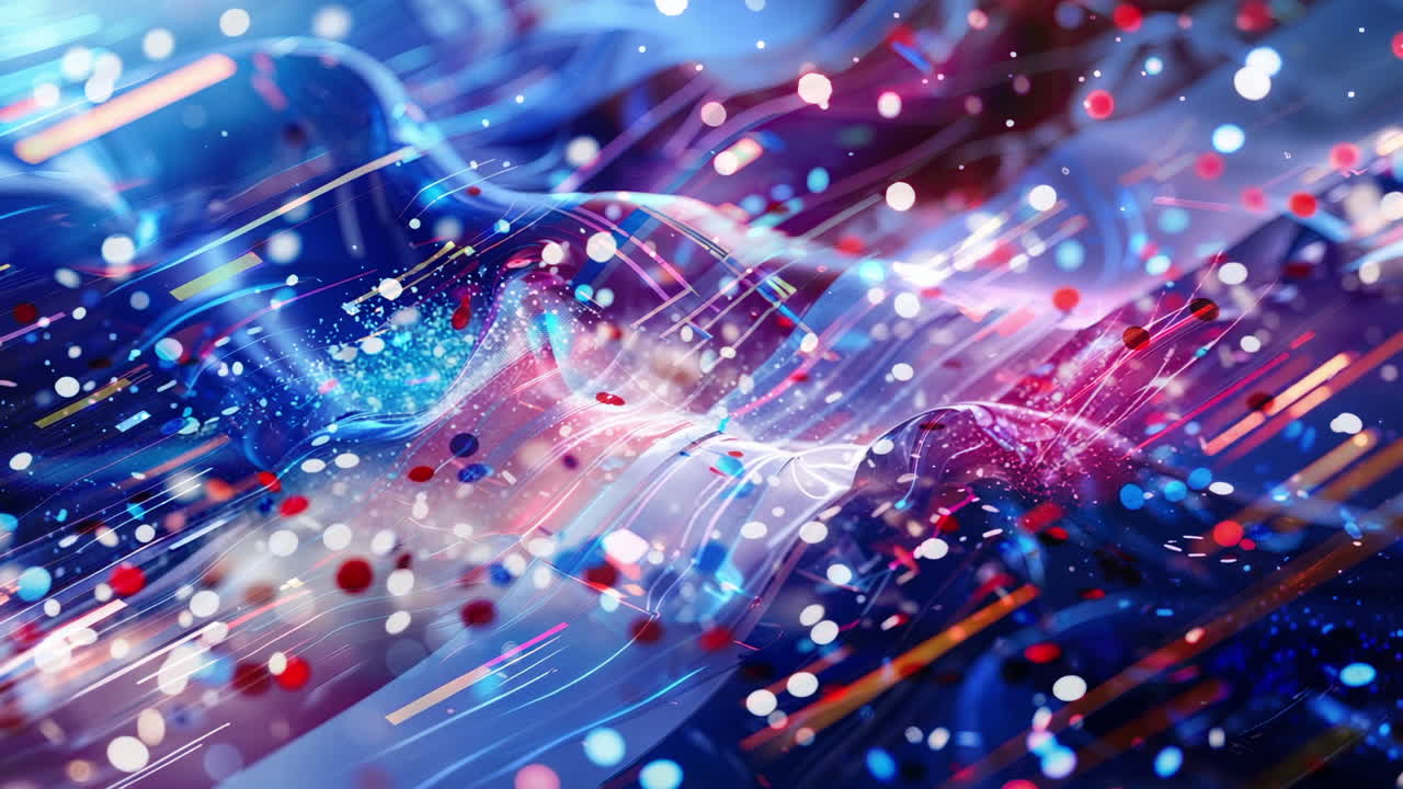 Dynamic Abstract Waves with Glowing Particles and Light Streaks