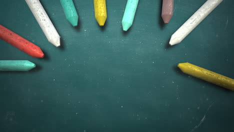 Closeup-colorful-chalk-on-blackboard-school-background-of-education-theme-1