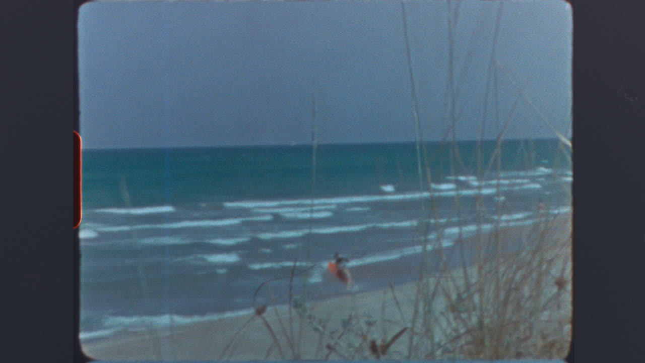 Vintage Film Footage of Beach and Ocean with Dunes