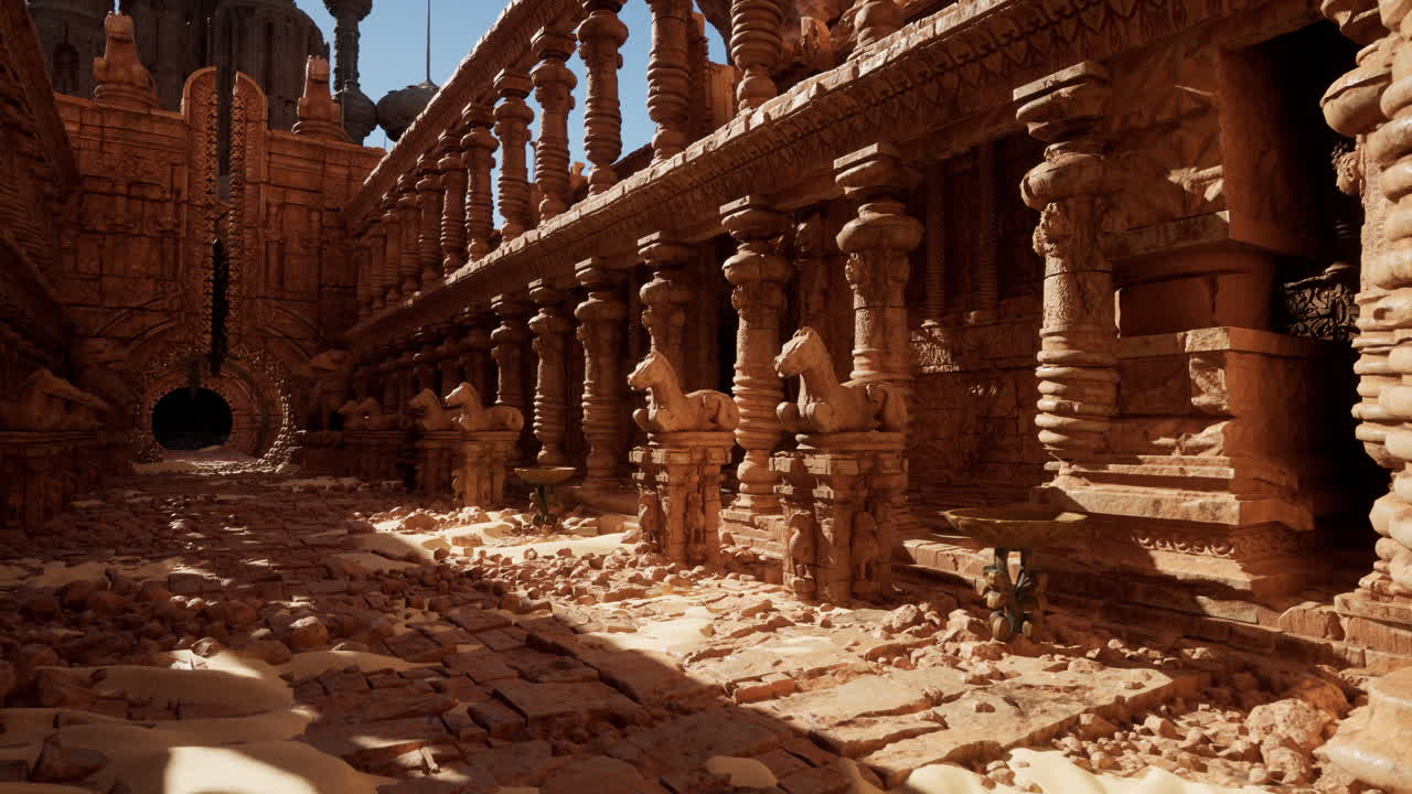 antiguas ruinas en un desierto de fantasía