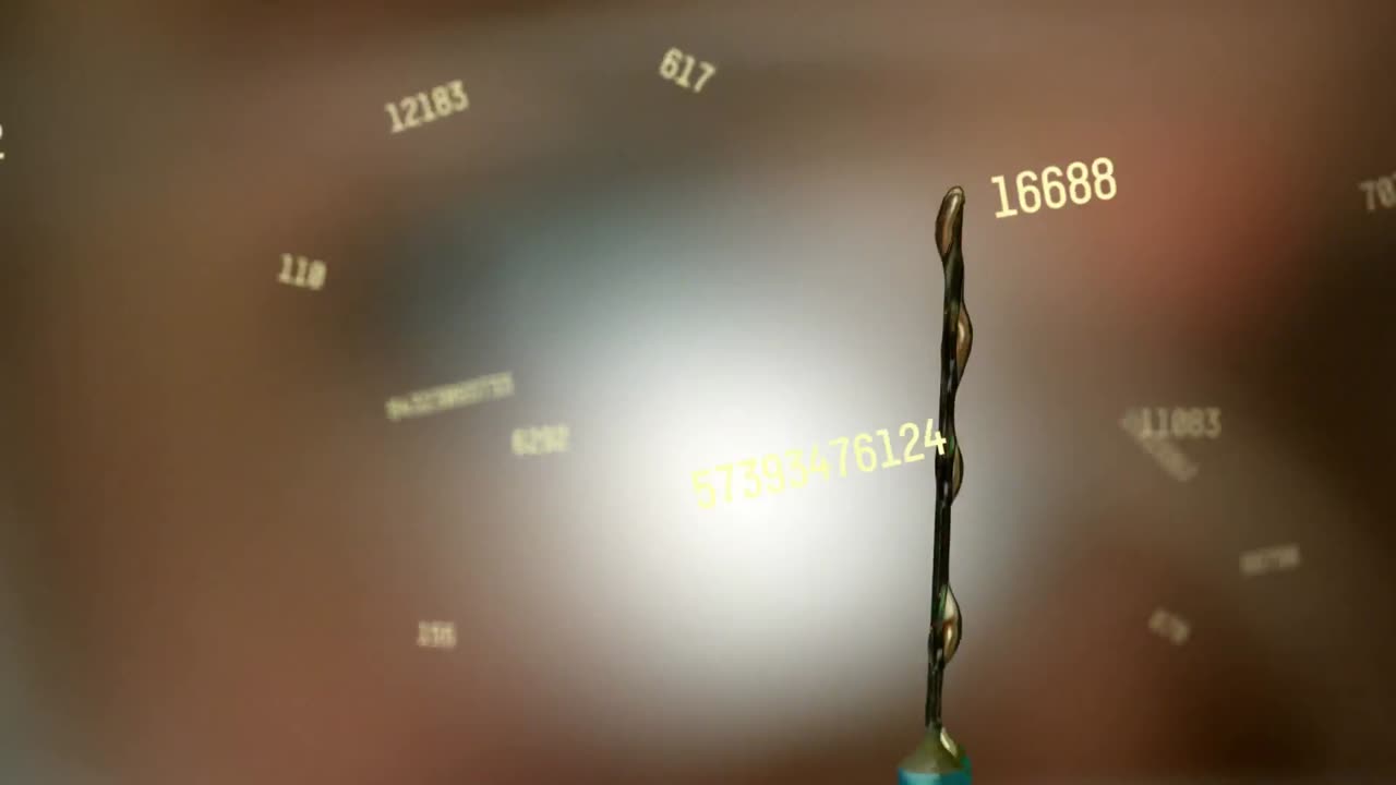 액체가 흘러내리는 주사 바늘 위에서 숫자가 바뀌는 애니메이션