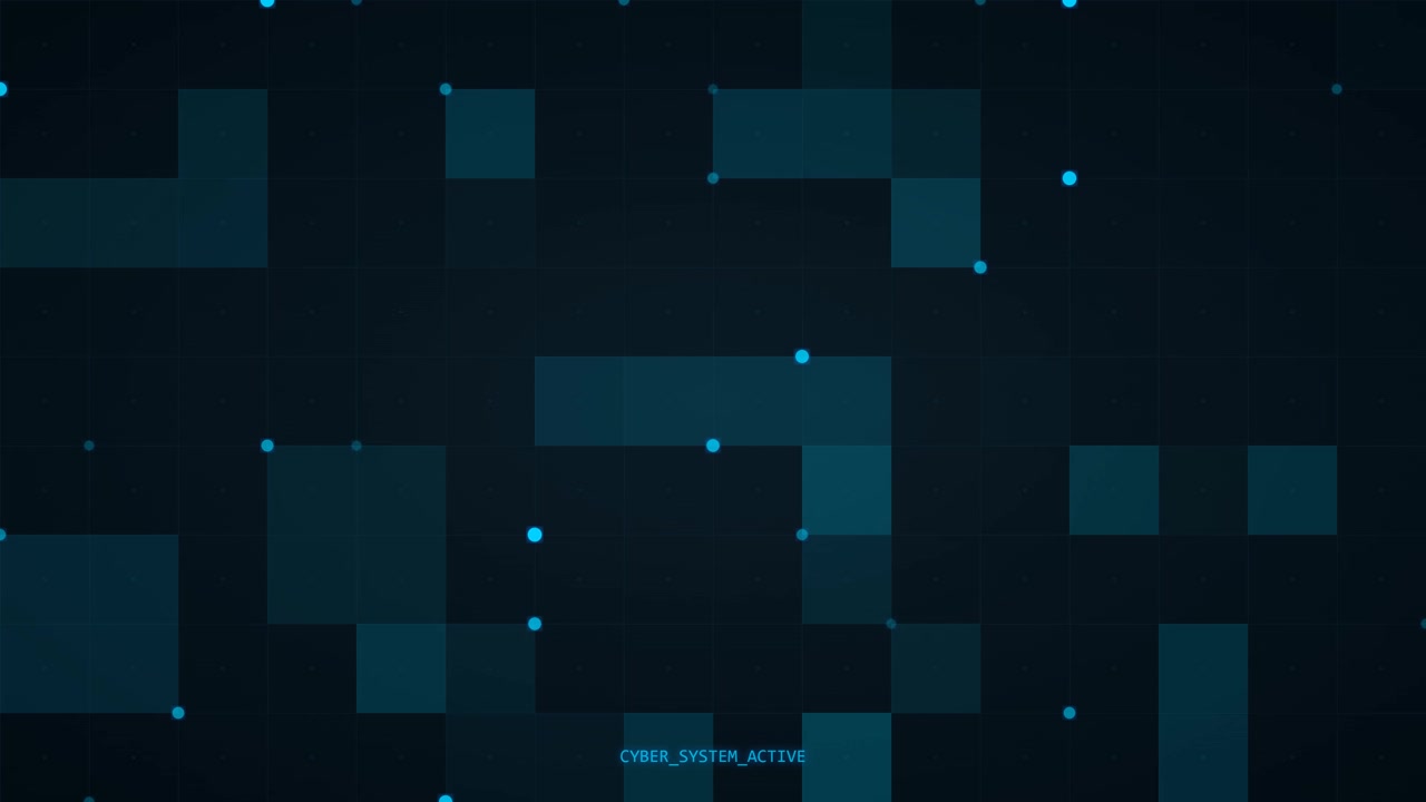 Abstract Digital Background with Moving Blue Squares and Data Points
