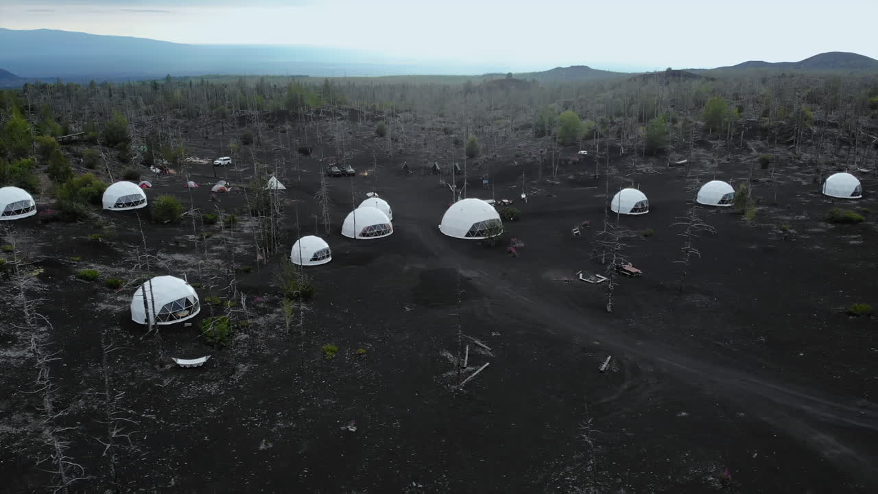 Glamping Domes in Volcanic Landscape