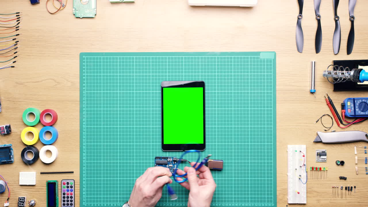 Electronics Project Setup with Tablet