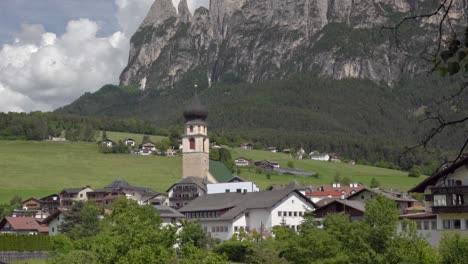 view of völs am schlern - fiè allo sciliar, south tyrol, italy on a sunny day in spring