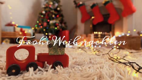 frohe weihnachten escrito sobre el ajuste de navidad en el tiempo de navidad