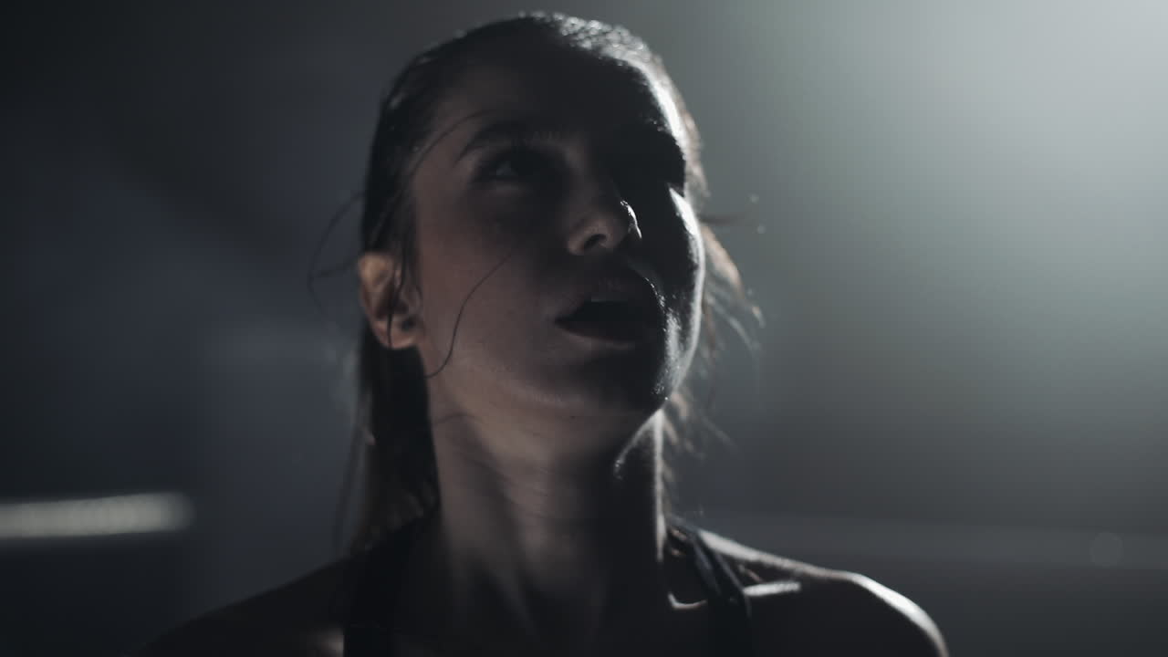 Sweat and Determination: Close-up of a Female Athlete