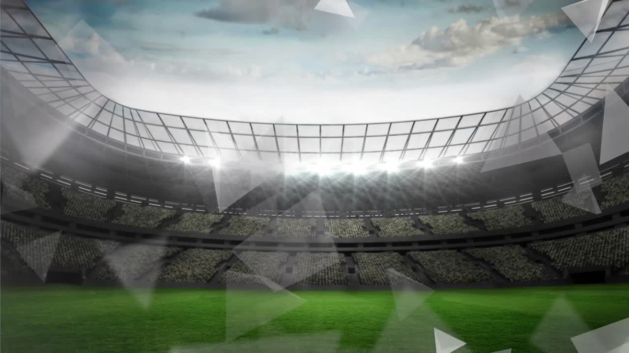 animación de formas que se mueven sobre el estadio