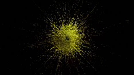 A bright dynamic blurry creative abstract spot of complex shape gathered from particles. Looped