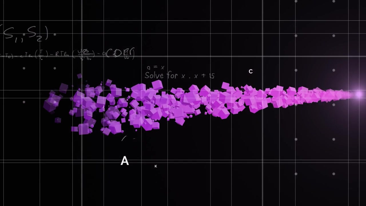 Animation of mathematical equations over black background