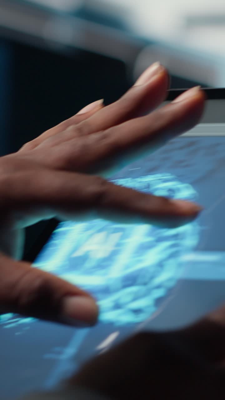 Vertical video Data center computer scientist coding on laptop, doing software updates