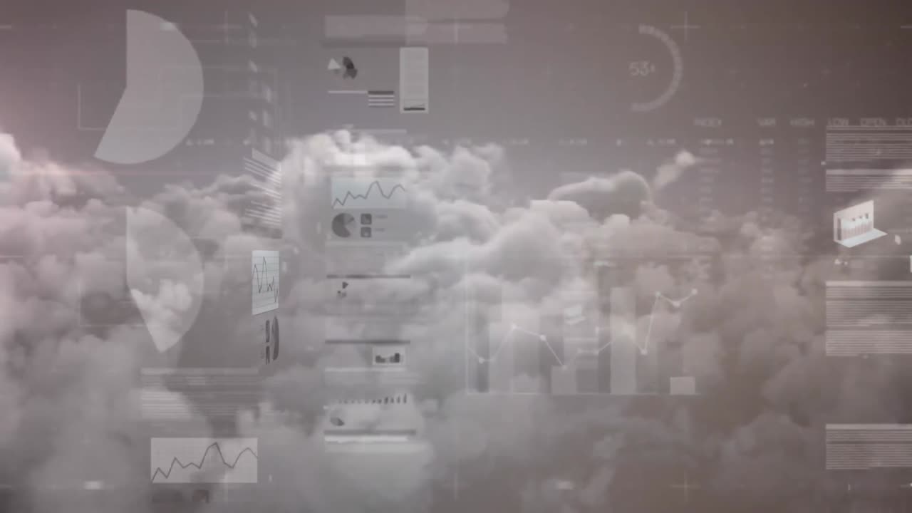 구름과 하늘 위에서 통계 처리의 애니메이션