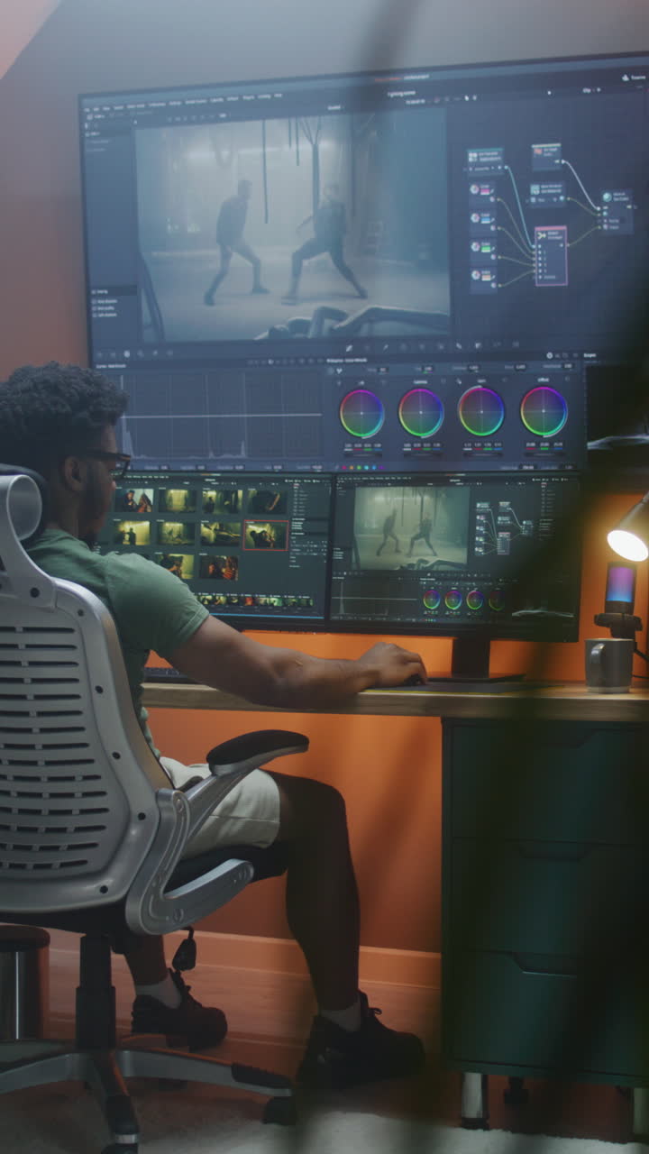 editor de video en el trabajo