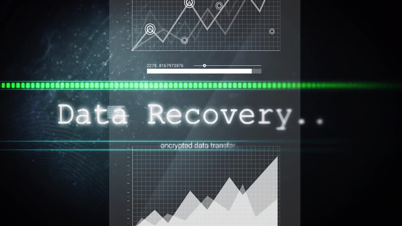 Encrypted data transfer over bar and line graphs with text