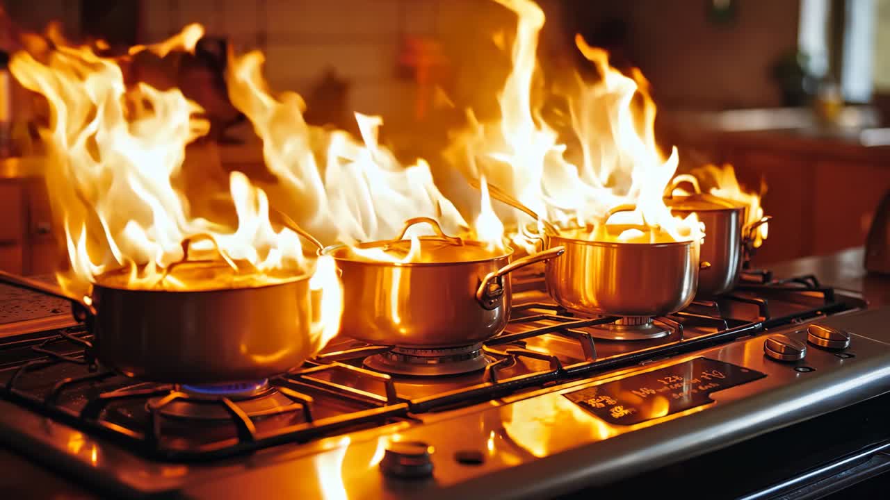 부에서 불에 고 있는 비와 비를 가진 스토브