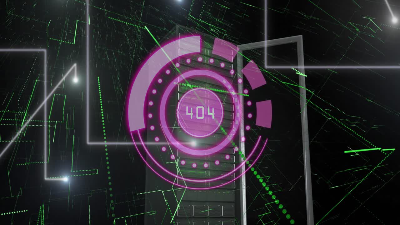 animación de círculo púrpura con números sobre el espacio con líneas verdes