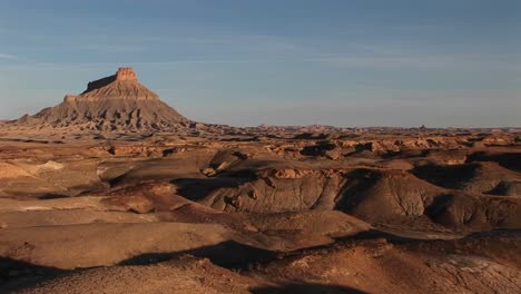 long shot of a remarkable rock formation in the desert