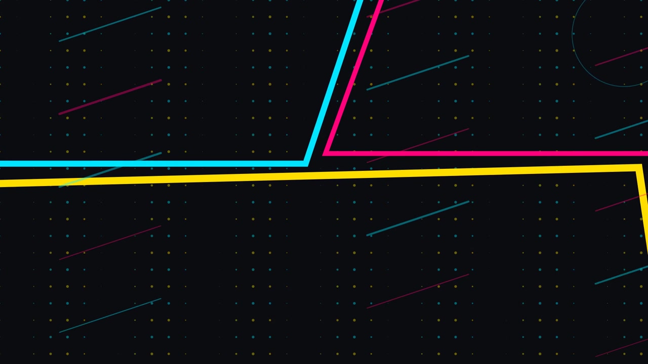 Abstract Motion Graphics with Neon Lines and Dot Grid Background