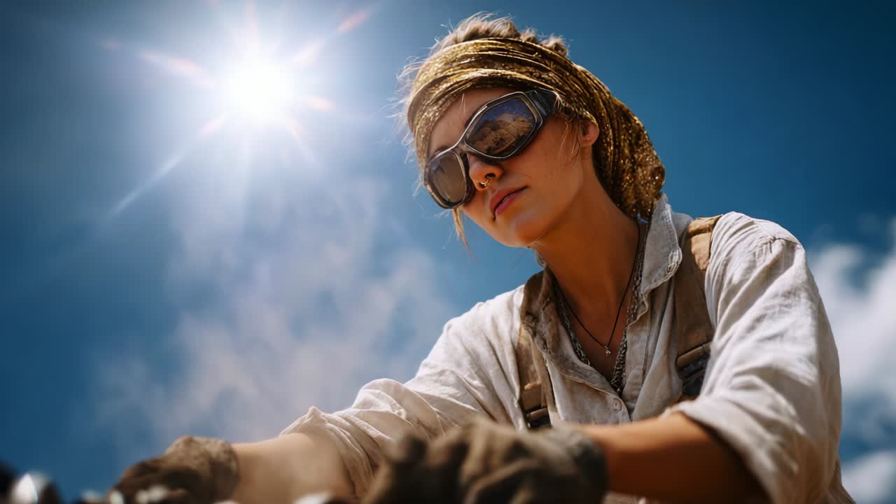 Focused and Determined Worker Under Bright Sunlight: A Portrait of Resilience and Strength in the Field, Showcasing The Grit and Dedication Required to Overcome Challenges in Demanding Environments