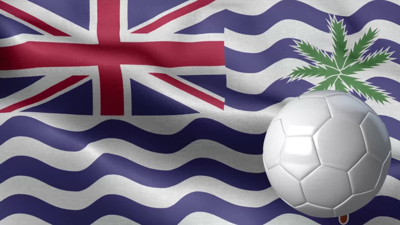 영국 인도양의 발과 축구공 - 영국 인도양 영토 발 높은 세부 사항 - 국가 발 영국 인도해 영토 파도 패턴 루프 가능한 요소 - 직물 질감과 끝없는 루프 - 수직 발 - 축구 공과 발