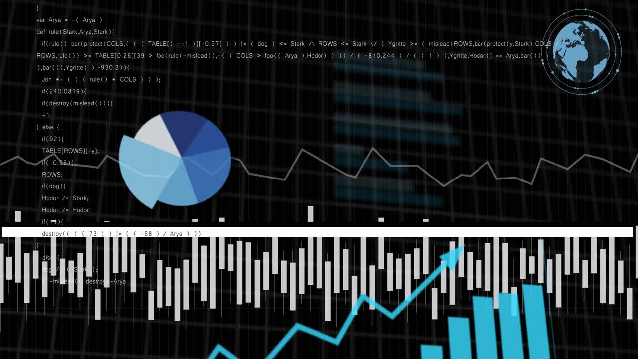 animación del procesamiento de datos financieros a través de la red