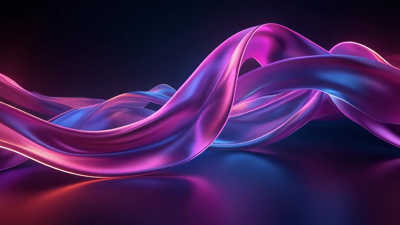 Abstract Flowing Silk Fabric with Neon Pink and Blue Lighting