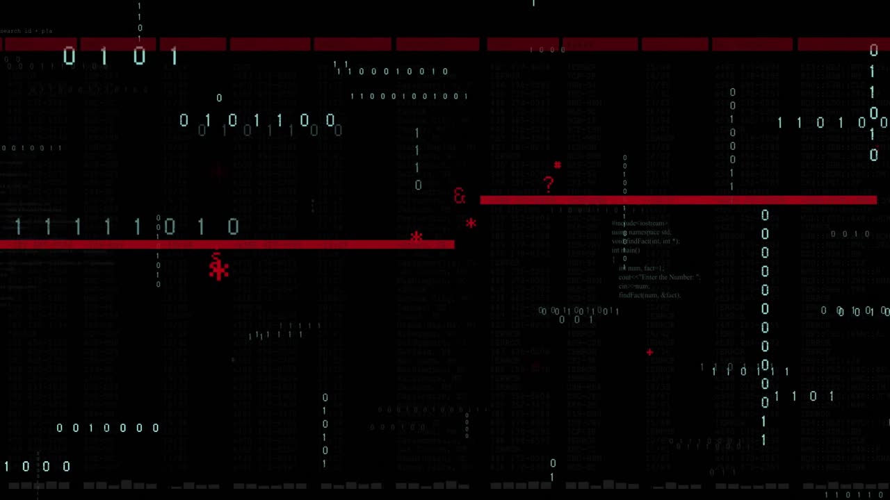 Animation of data processing on black background