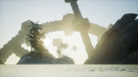 ufo crashed in the ocean near tropical island