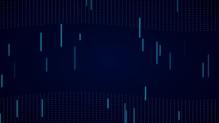 Abstract Digital Background with Moving Vertical Light Lines and Dots