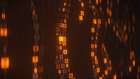 orange digital hex code rain seamless loop 3d render animation