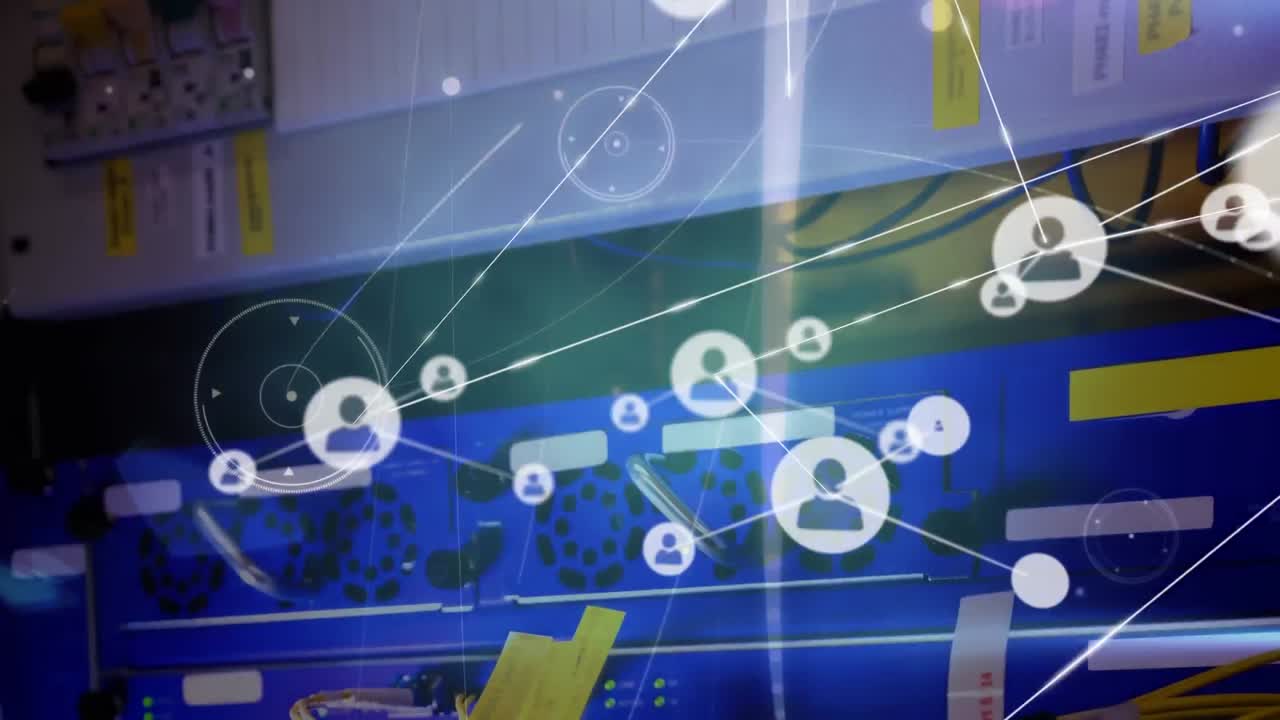 서버  ⁇  위의 아이콘으로 연결 네트워크의 애니메이션