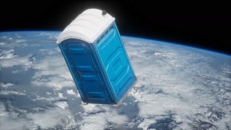 cabaña de inodoro portátil en órbita terrestre