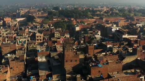 aerial view of lahore and old inner city streets in pakistan - drone shot