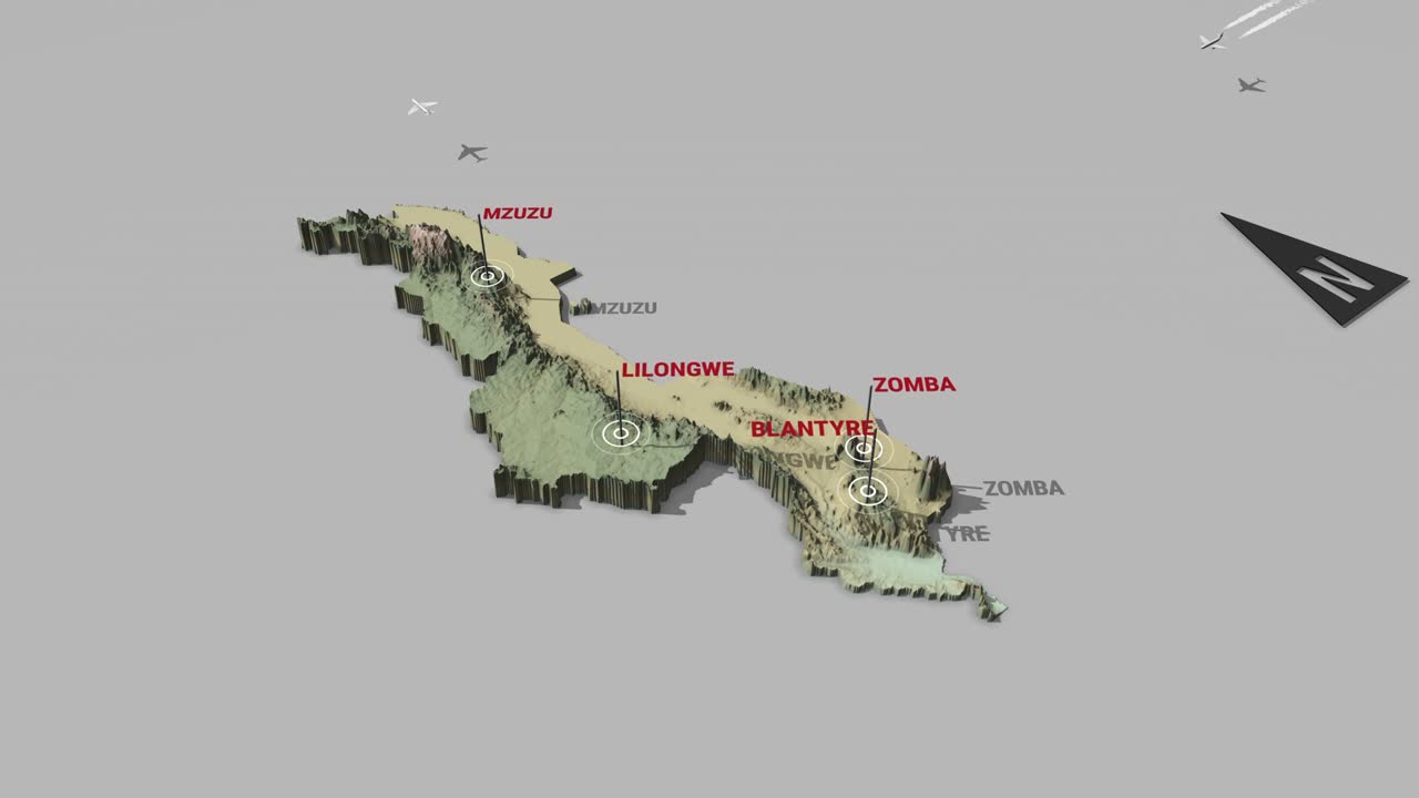 3d 지형 지도 말라위