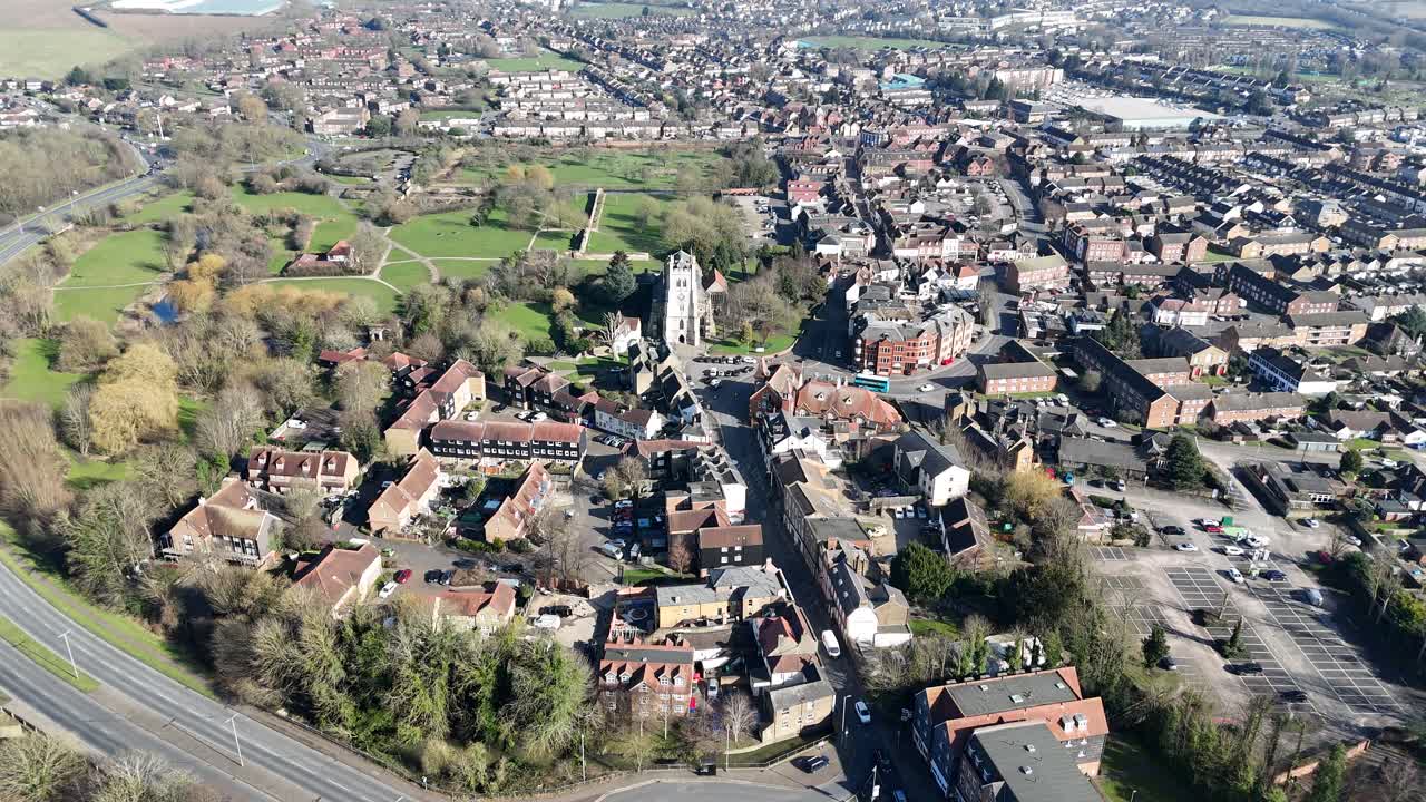 Waltham Abbey town Essex UK drone,aerial
