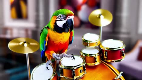 parrot playing drums