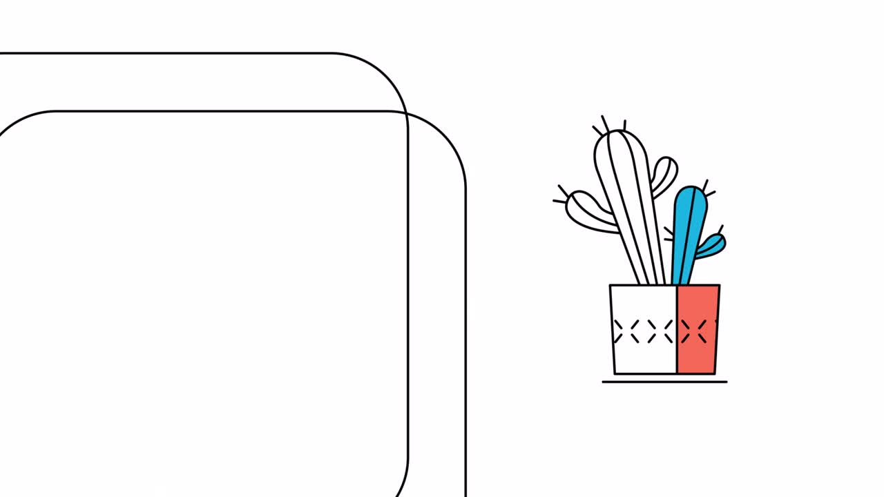 평평한 스타일의 가정 장식 식물의 4k 비디오