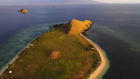 aerial view of a secluded tropical island at sunrise