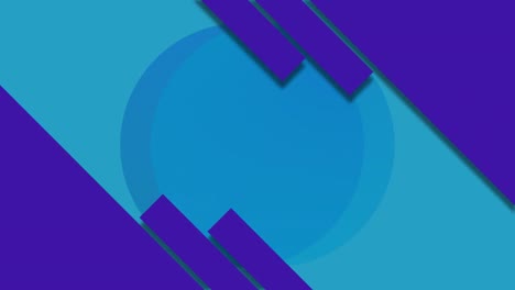 animation of purple shapes over circle on blue background