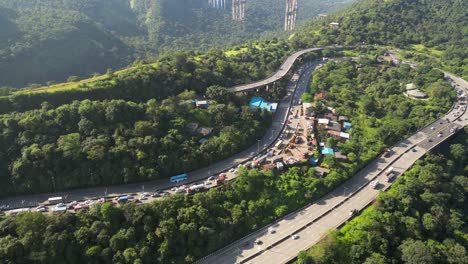 national highway48 in beautiful winter season lonavala hills drone view in maharashtra