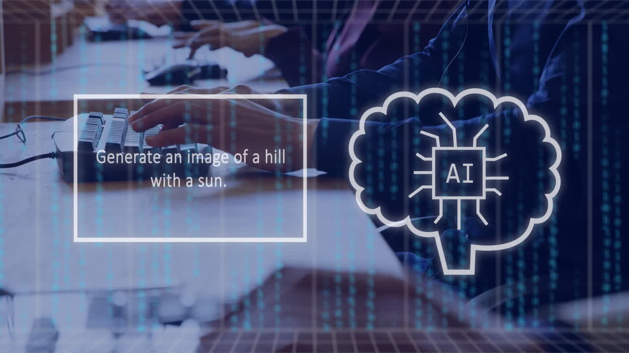 화면에 있는 텍스트의 애니메이션과 컴퓨터를 이용한 백인 남성에 대한 데이터 처리