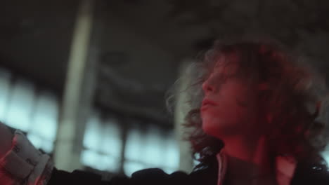 atmospheric portraits of a person with red lighting