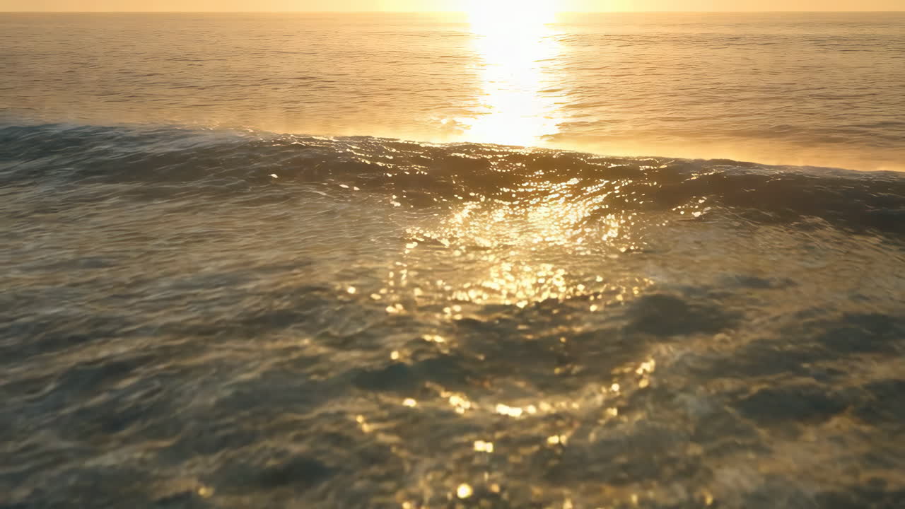 Golden Sunset Over the Ocean Waves