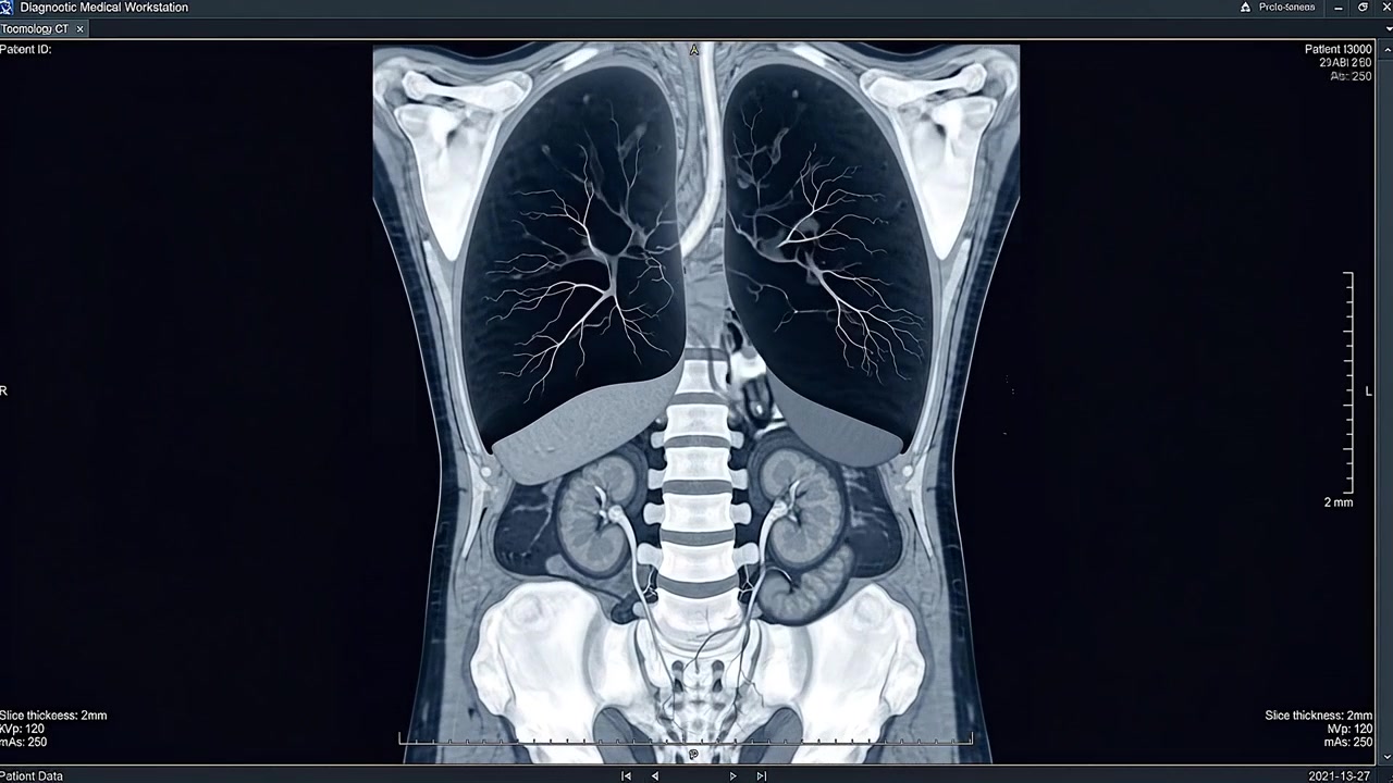 Coronal View CT Scan of Human Torso