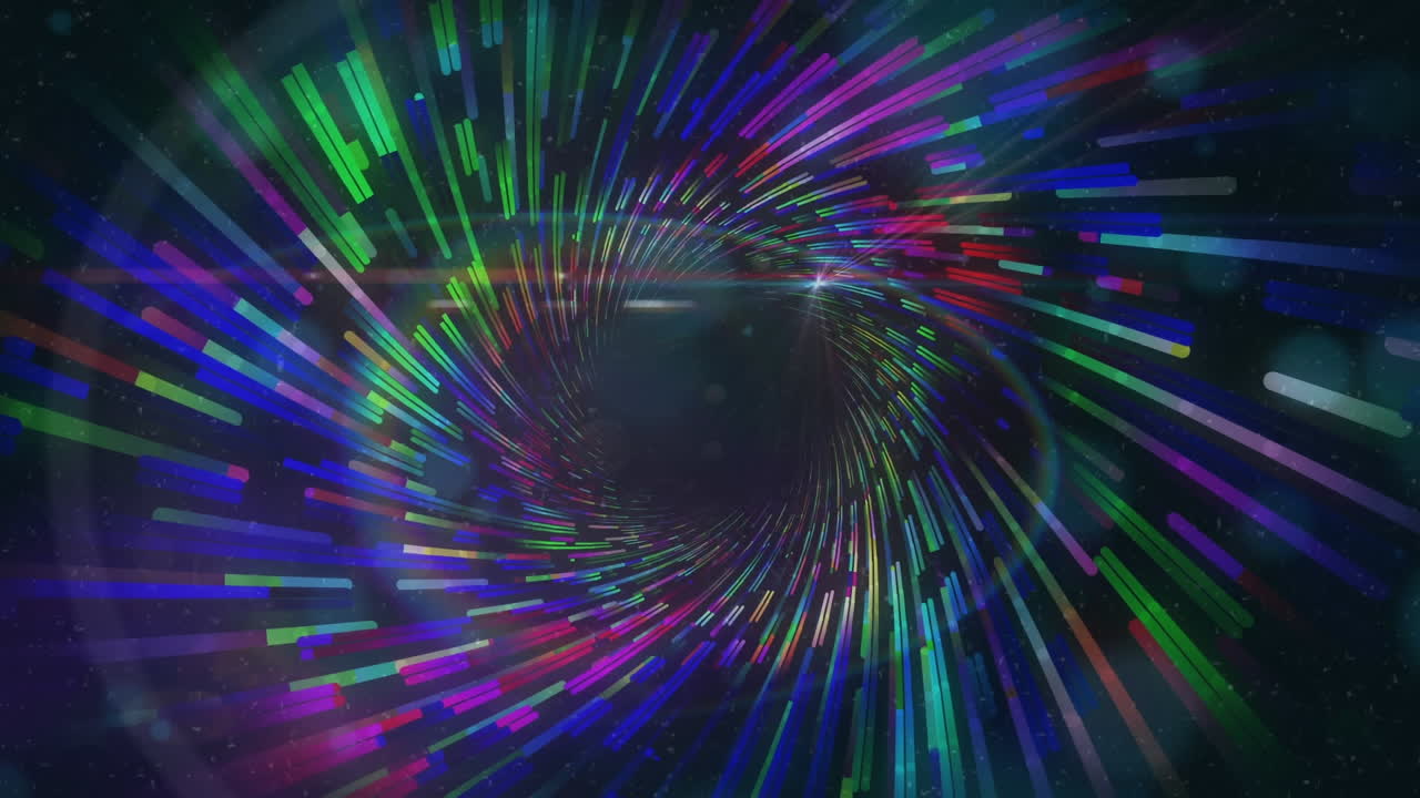 animación de focos y líneas de colores giratorios