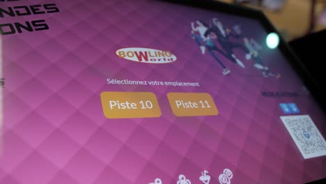 digital interface for bowling alley lane selection and payment using qr code