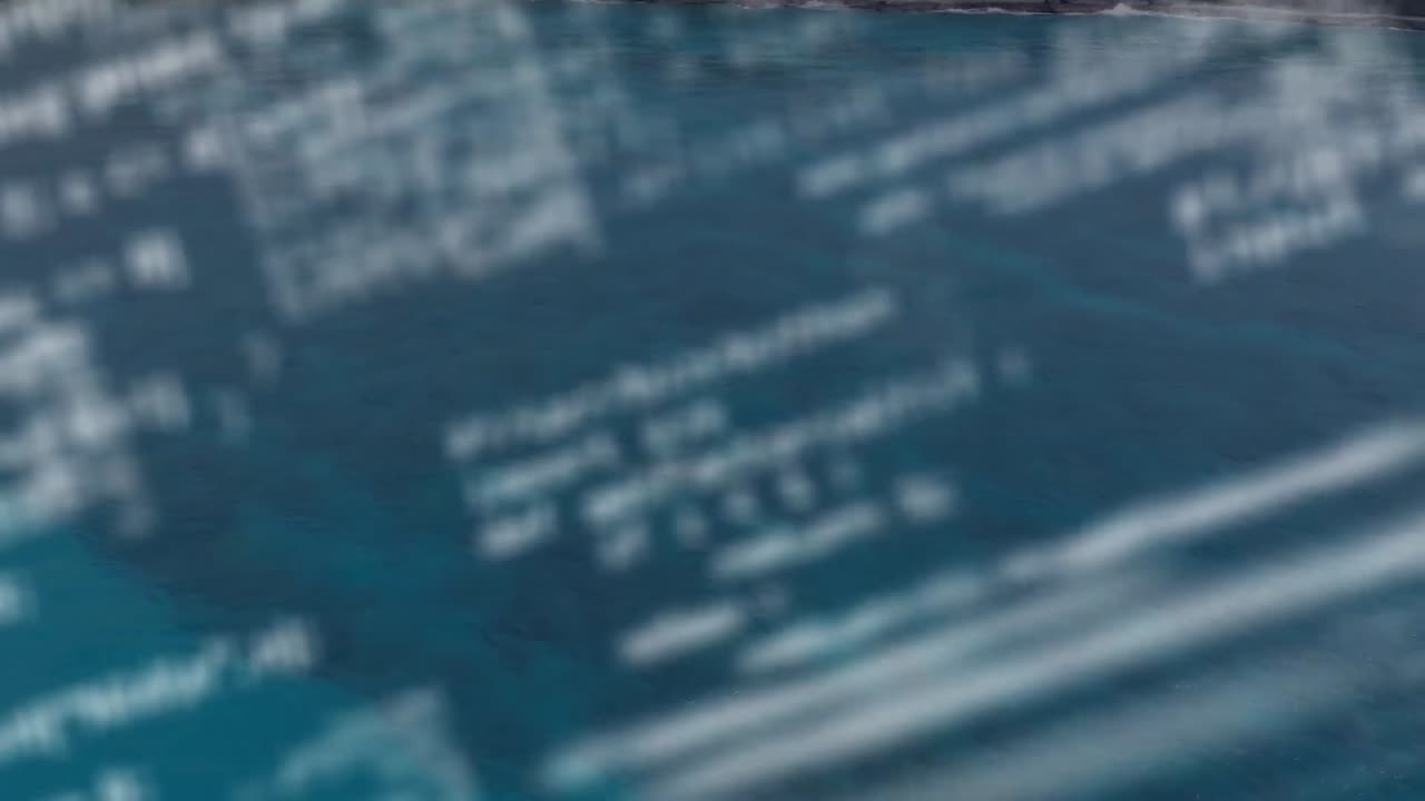 Animation of data processing over seascape